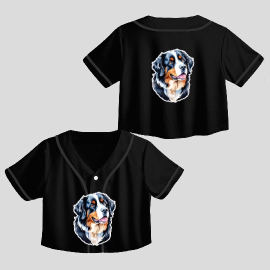Bernese Mountain Dog Watercolor Crop Top Baseball Jerseys