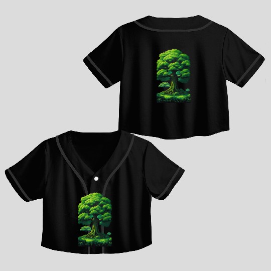 Enchanted Forest Motif - Whimsical Nature-Inspired Crop Top Baseball Jerseys