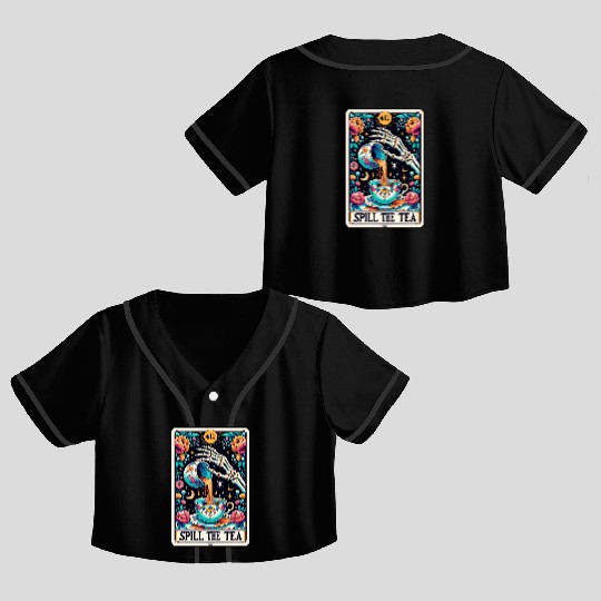 Spill The Tea Tarot Card Crop Top Baseball Jerseys