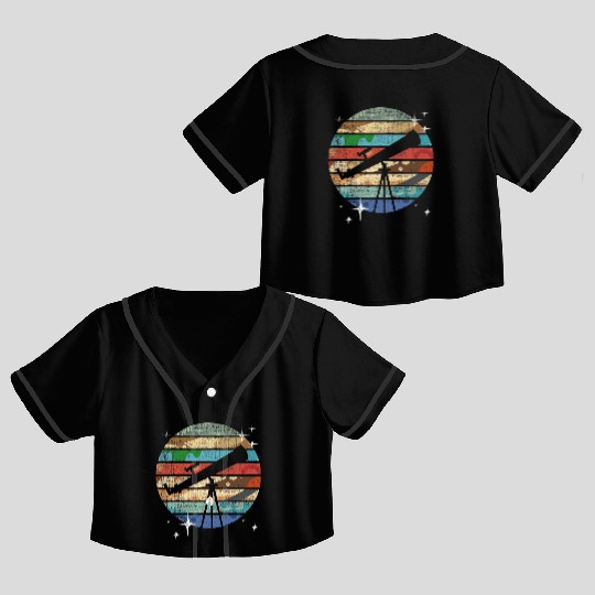Planets Of Solar System Telescope Astronomy Crop Top Baseball Jerseys