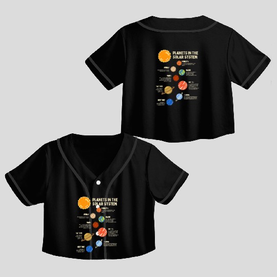 Colorful Solar System Planets Space Science Crop Top Baseball Jerseys