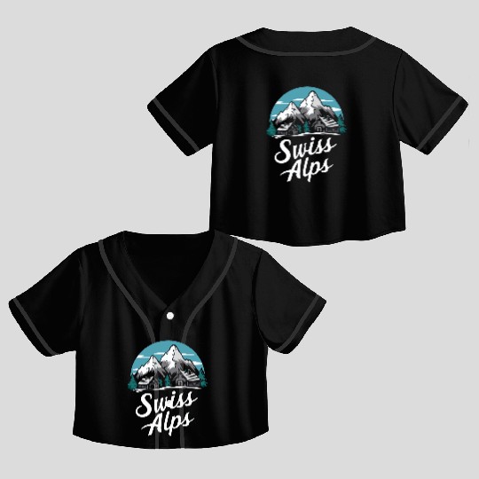 Swiss Alps Switzerland. Crop Top Baseball Jerseys