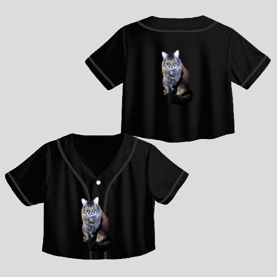Indie the Cute Cat Crop Top Baseball Jerseys