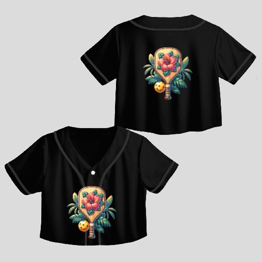 Hibiscus Flower Pickleball Crop Top Baseball Jerseys