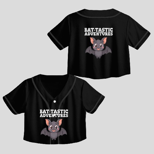 Bat-tastic Adventures Cute Design Crop Top Baseball Jerseys