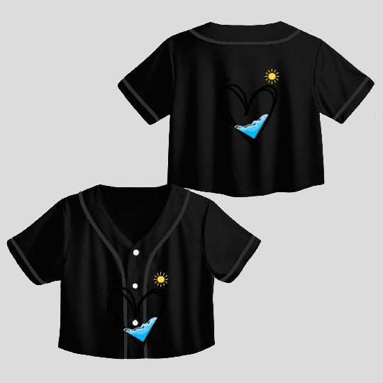 Heart with water and sun Crop Top Baseball Jerseys