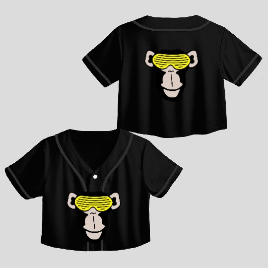 Funky Sunglasses Gorilla Cool Party Monkey Funny Crop Top Baseball Jerseys