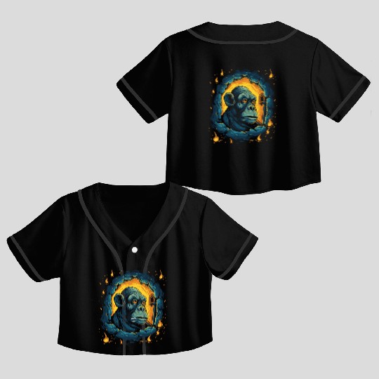 Night of the Starry Dungeon Monkey Crop Top Baseball Jerseys