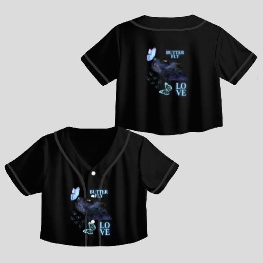 black panther lover butterfly Crop Top Baseball Jerseys