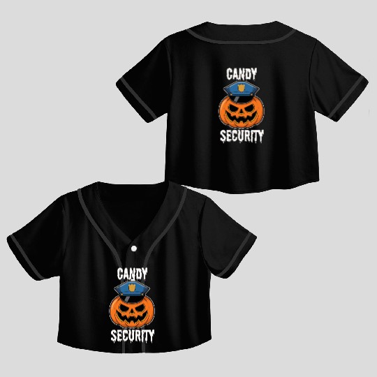 Candy Security Halloween Crop Top Baseball Jerseys