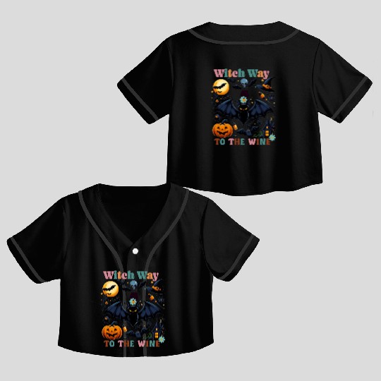 Witch Way to the Wine Crop Top Baseball Jerseys