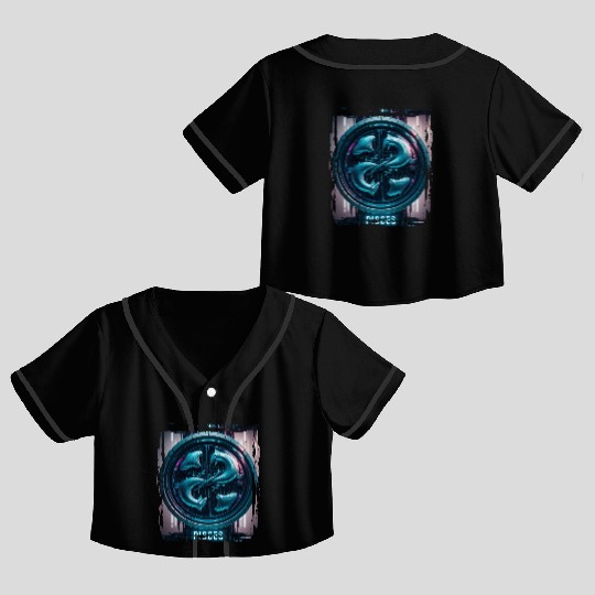 Zodiac sign Pisces in cyberpunk era Future Crop Top Baseball Jerseys