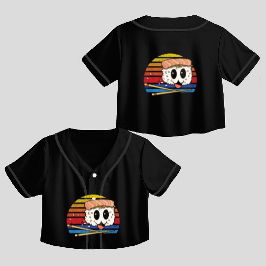 Sashimi Sushi Roll Kawaii Japan Maki Sushi Crop Top Baseball Jerseys