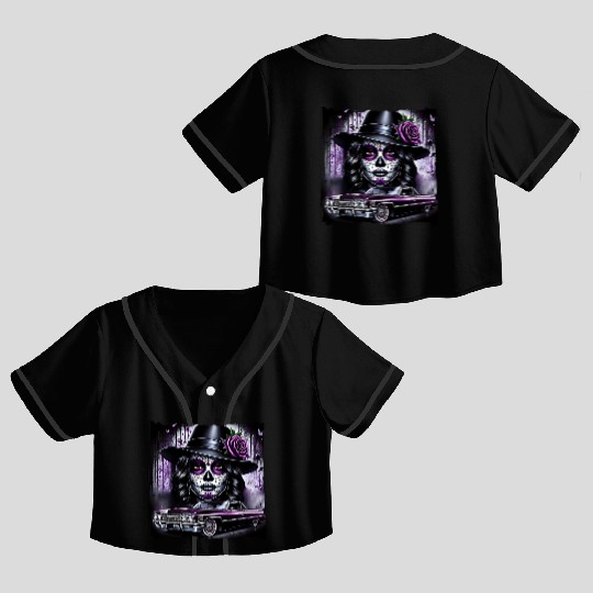 lowrider catrina Sugar skull Crop Top Baseball Jerseys