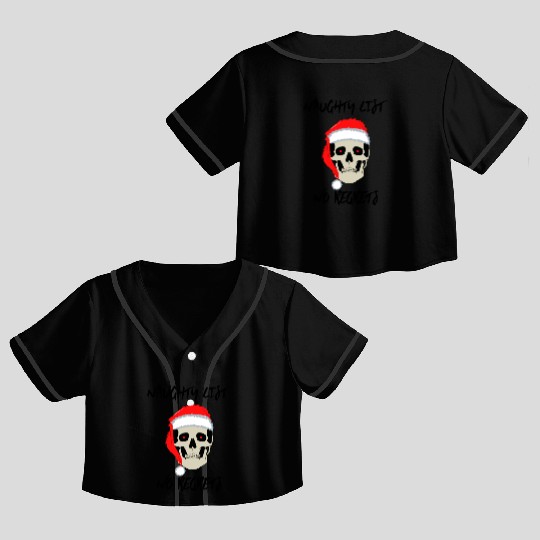 Naughty List No Regrets Santa Skull Crop Top Baseball Jerseys