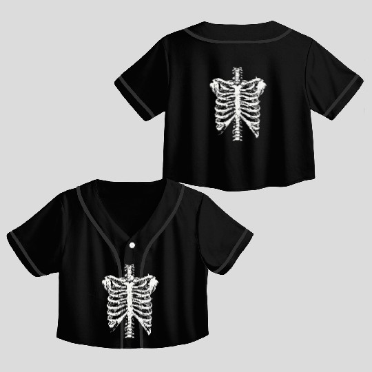 skeleton rib cage spooky halloween Crop Top Baseball Jerseys