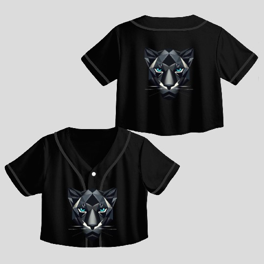 Geometric Black Panther - Power and Elegance Crop Top Baseball Jerseys