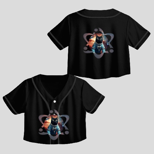 Space Cat Science Crop Top Baseball Jerseys