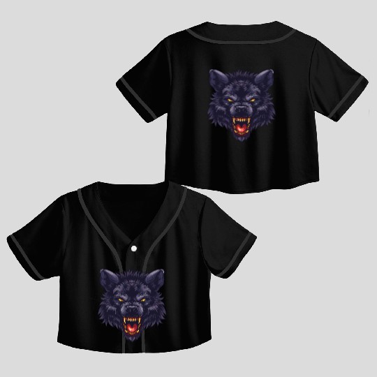dark wolf face Crop Top Baseball Jerseys