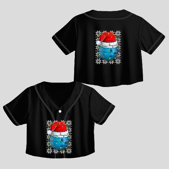 Bowling Ball Christmas Lights Crop Top Baseball Jerseys
