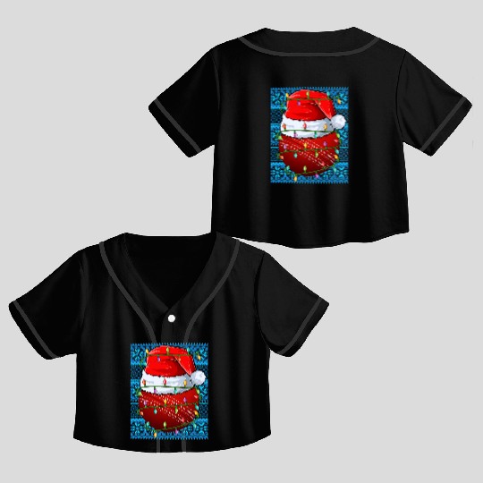 Cricket Ball Christmas Lights Crop Top Baseball Jerseys