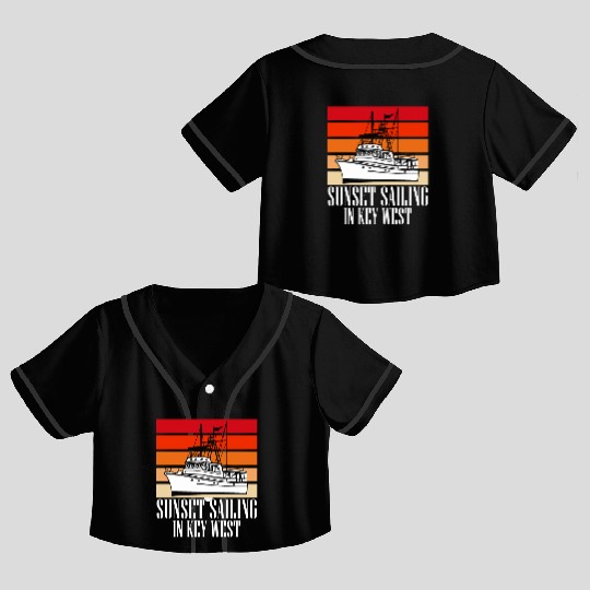 Florida SUNSET SAILING IN KEY-WEST Sunshine-State Crop Top Baseball Jerseys