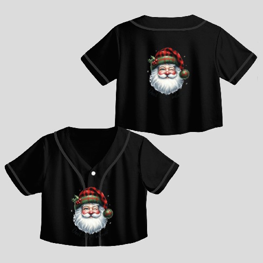 Don t Stop Believin, Santa Christmas Crop Top Baseball Jerseys