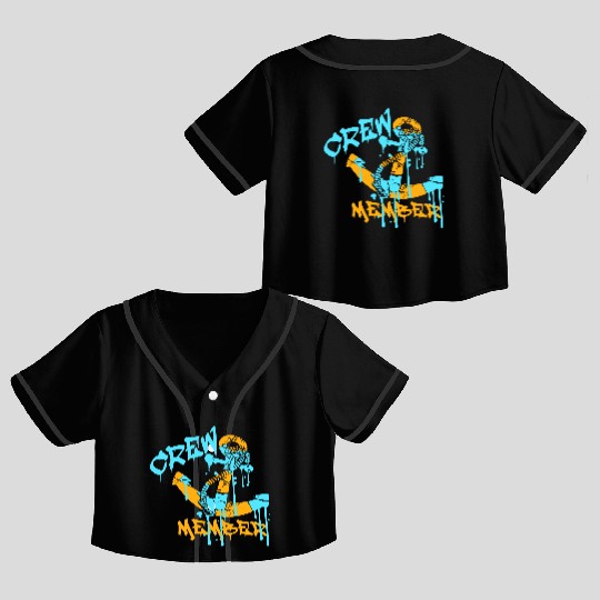 Sailing Crew Member Anchor Graffiti Spray Drops Crop Top Baseball Jerseys