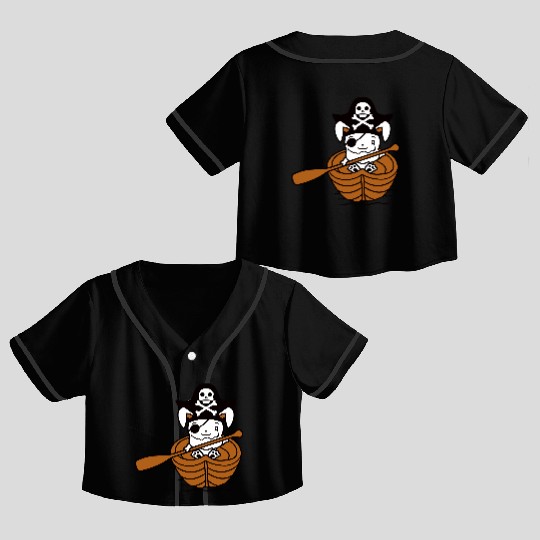 Rabbit Pirate Paddle Bunny Buccaneer Rowboat Comic Crop Top Baseball Jerseys