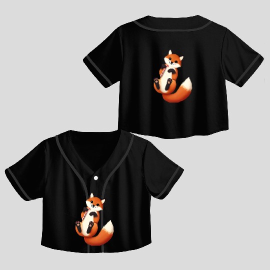 Playful fox with candy cane for Christmas Crop Top Baseball Jerseys