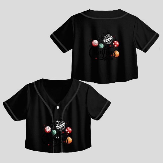 Merry Christmas Festive Ornaments Design Crop Top Baseball Jerseys
