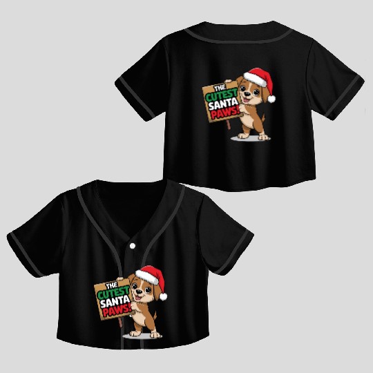 Cutest Santa Paws Crop Top Baseball Jerseys