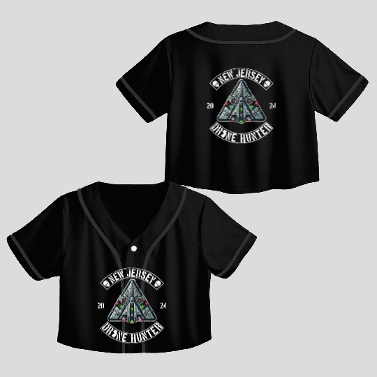 New Jersey Drone Hunter | NJ Drones Aliens UAPs Crop Top Baseball Jerseys
