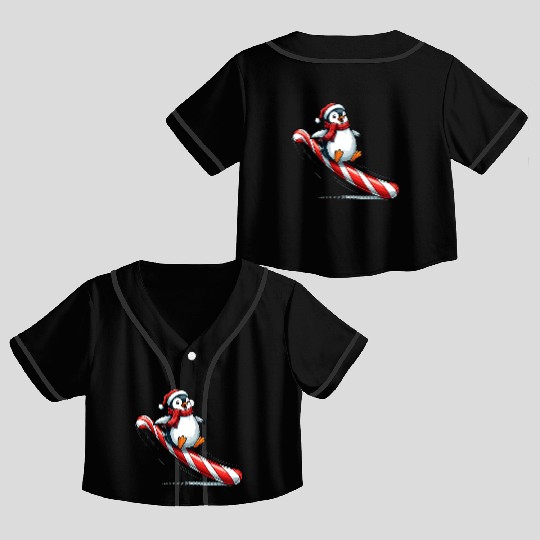 Penguin Candy Fun Crop Top Baseball Jerseys