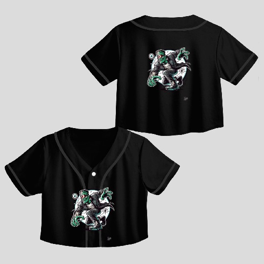 The Green One-Eyed Cyclops Monster Crop Top Baseball Jerseys