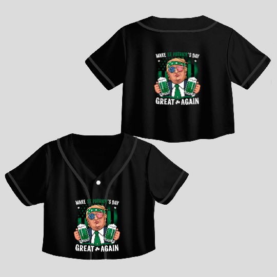 Make St Patrick's Day Great Again Irish Trump Crop Top Baseball Jerseys