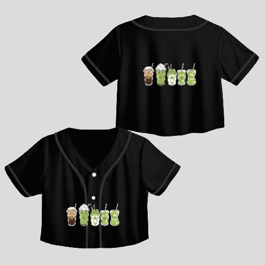 Coffee Latte Green Cute Irish St Patrick's Day Crop Top Baseball Jerseys