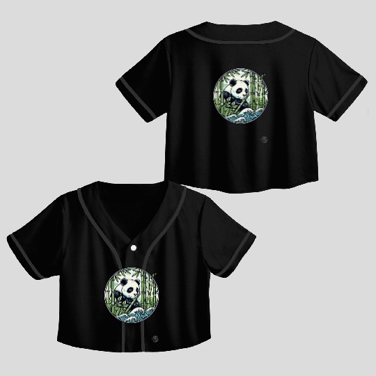 Panda in Bamboo Forest Crop Top Baseball Jerseys
