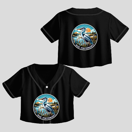Great Blue Heron Beak Performance Retro Crop Top Baseball Jerseys