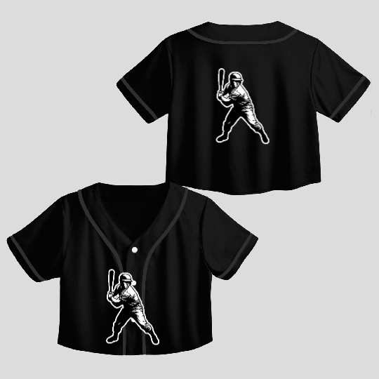 Baseball Player Black And White Crop Top Baseball Jerseys