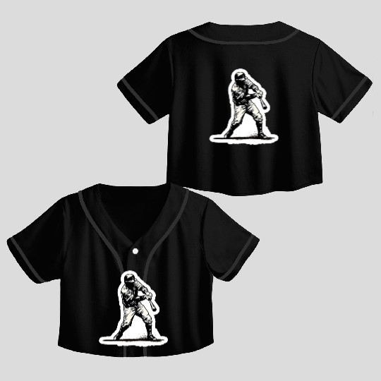Baseball Player Black And White Crop Top Baseball Jerseys