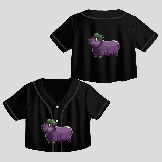 Hip Eggplant Crop Top Baseball Jerseys