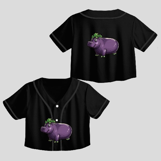 Hip Eggplant Crop Top Baseball Jerseys
