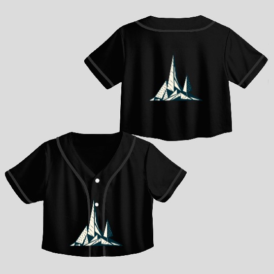 Minimalist Geometric Mountain Design Crop Top Baseball Jerseys