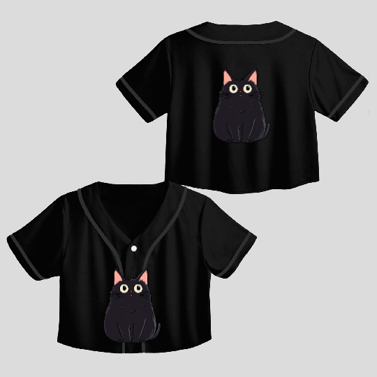 Startled black cat Crop Top Baseball Jerseys