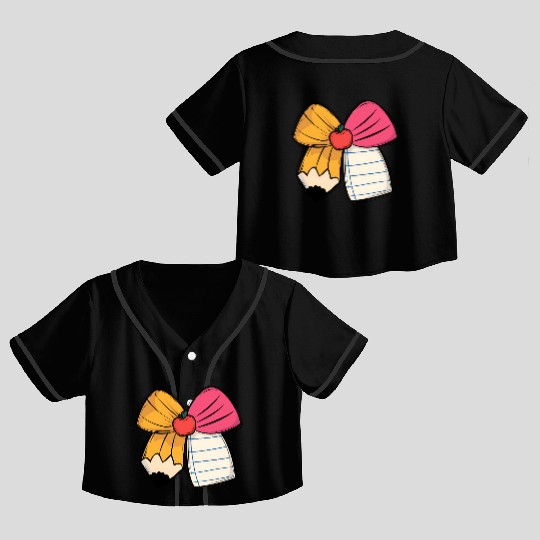 Teacher’s Coquette Bow Crop Top Baseball Jerseys