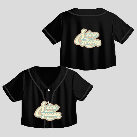 Whimsical Ice Cream Delight Crop Top Baseball Jerseys