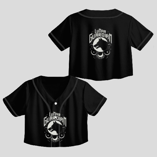 Lunar Guardian Celestial Wolf Moon Phases Crop Top Baseball Jerseys
