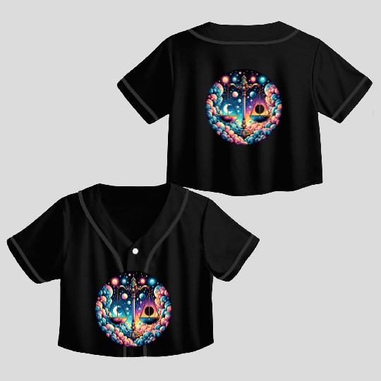 Libra - Celestial Scales of Balance Crop Top Baseball Jerseys