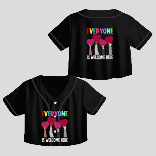 Everyone Is Welcome Here Idaho Teacher Crop Top Baseball Jerseys